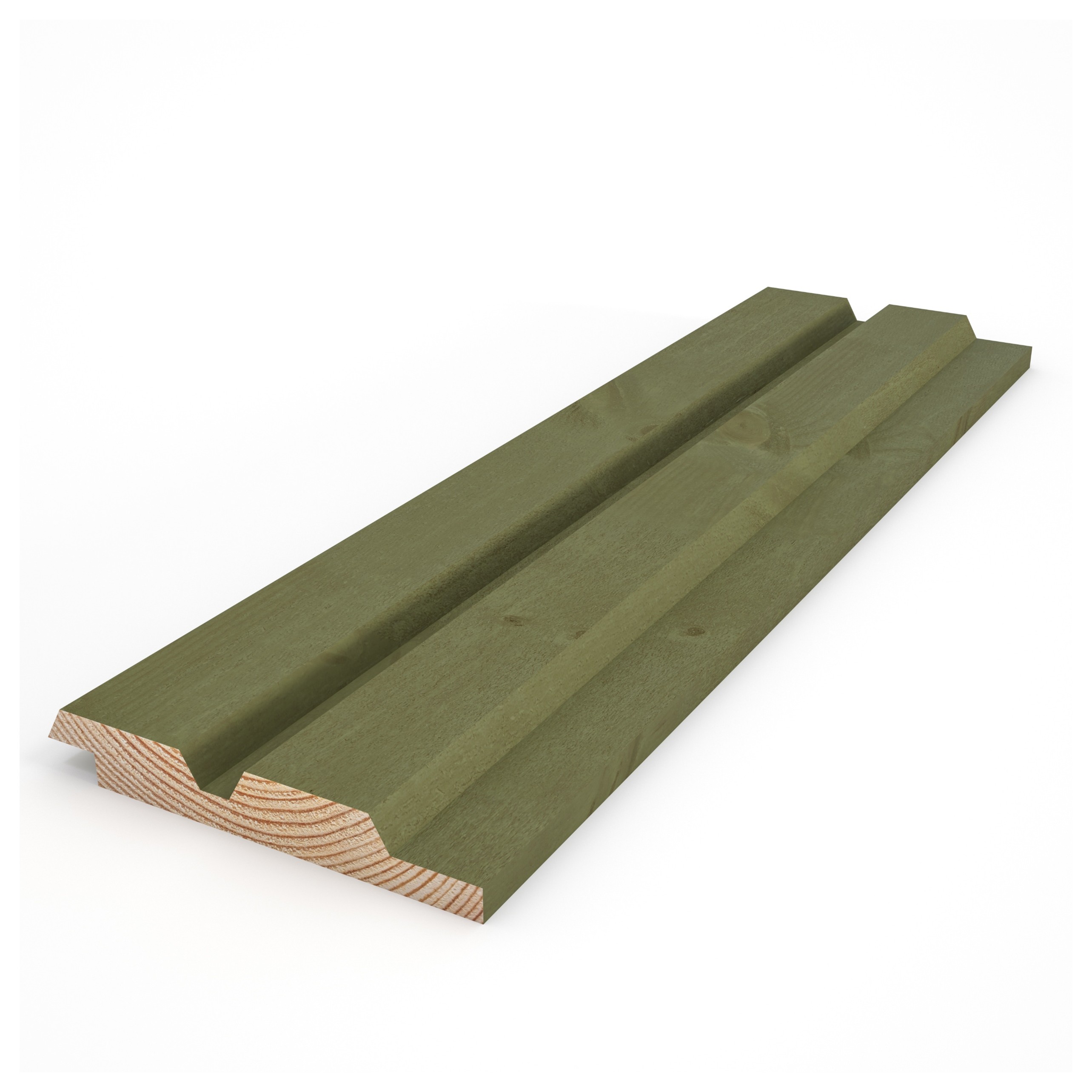 Kärnfuru KulörOlja Grön, Falsad spårpanel med spår och fasade kanter