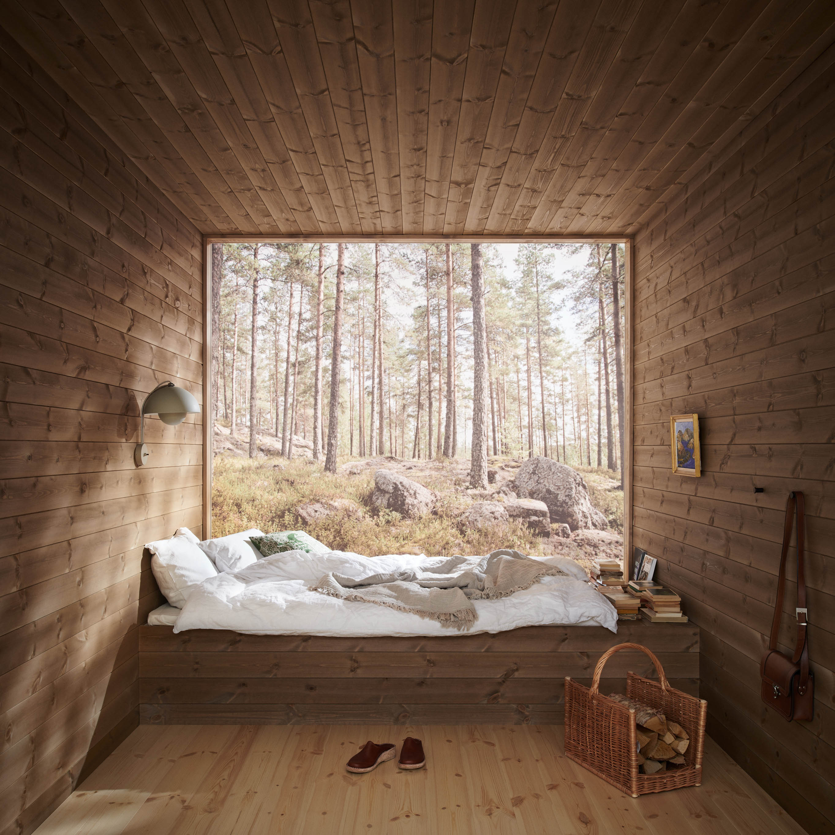 Rom med utsikt mot skogen