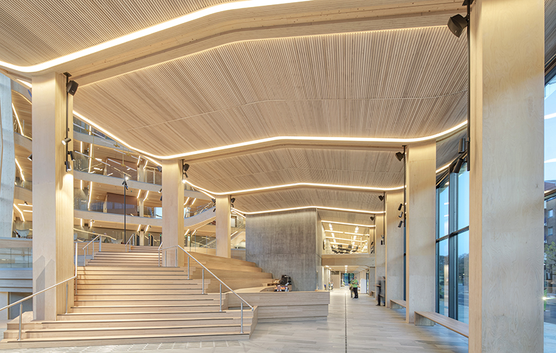 2019 öppnade Finansparken i Stavanger, en av Europas största näringslivsbyggnader i trä, med stödkonstruktioner, innertak och inredningslösningar från Moelven.