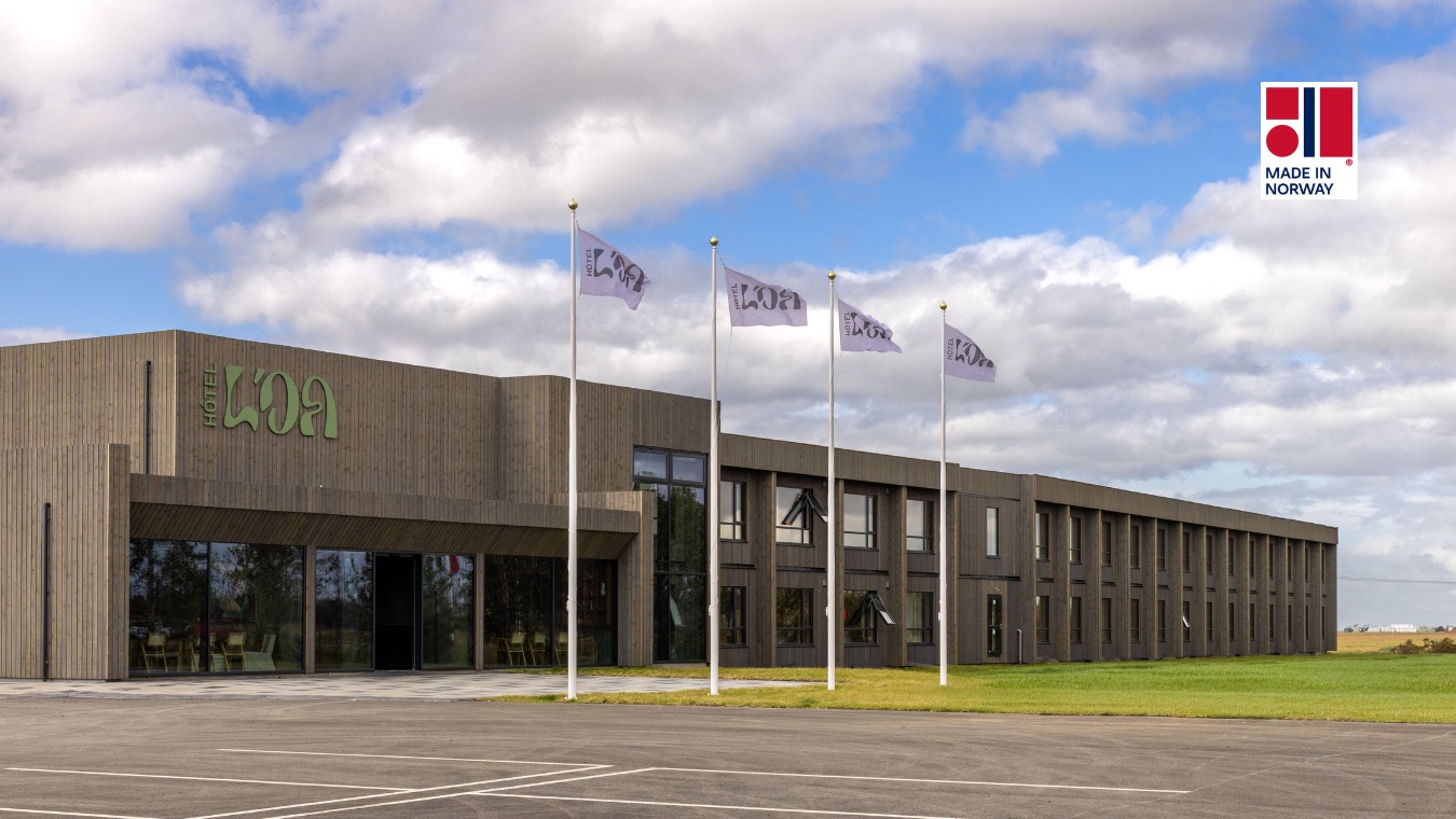 Hotel Loa på Island - toetasjes modulbygg.