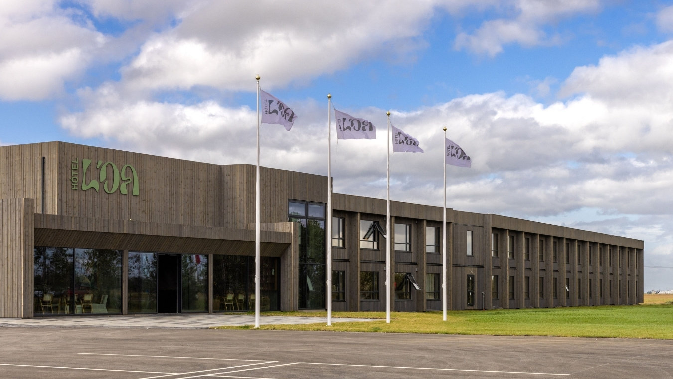 Hotel Loa på Island - toetasjes modulbygg.