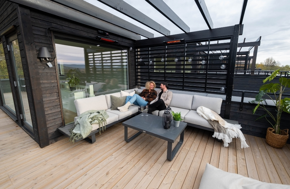 Familien i tårnhuset, på takterrassen