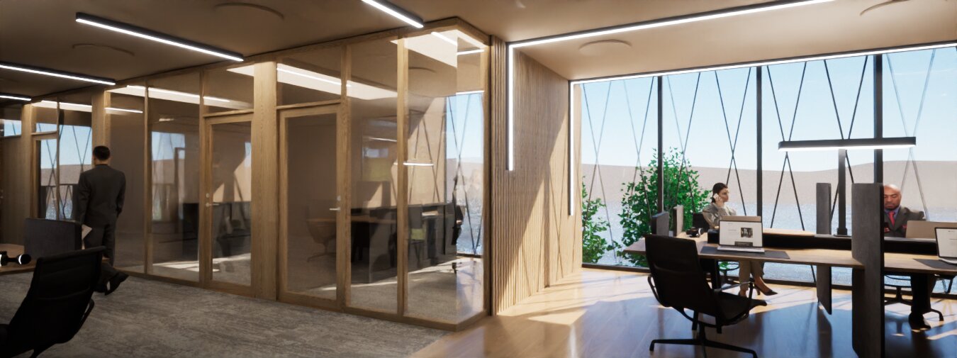 Flush Front - Minimalistisk glassvegg med tredetaljer