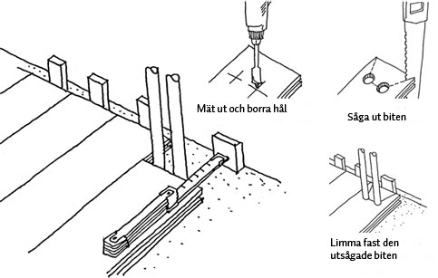 Lägga golv vid rör