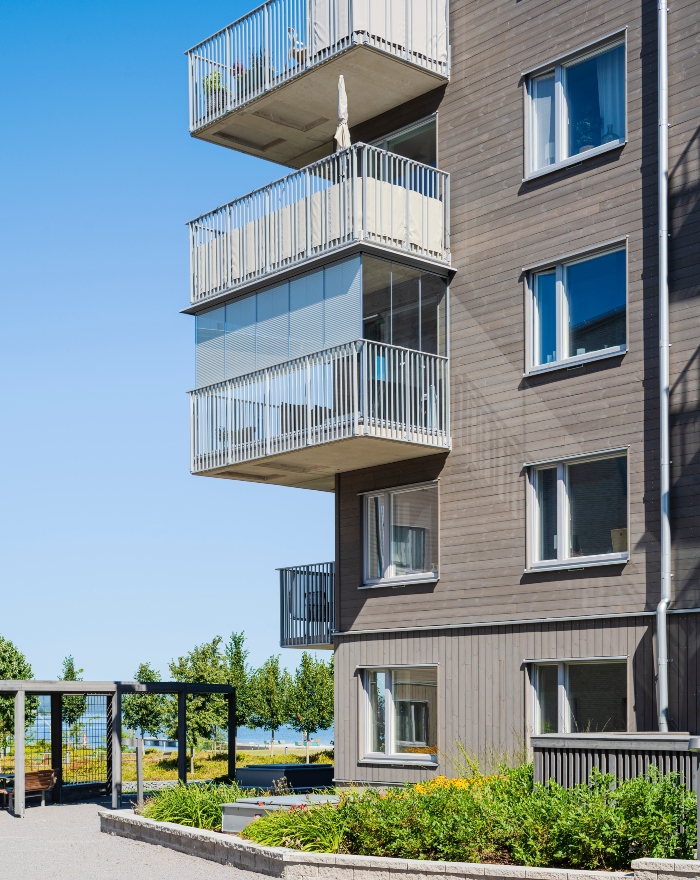 Fasad av ThermoWood BT Pigment Patinagrå
