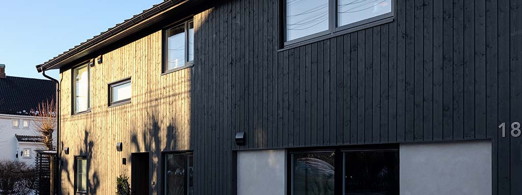 En enebolig med ny Heftig PRO+ kledning fra Moelven